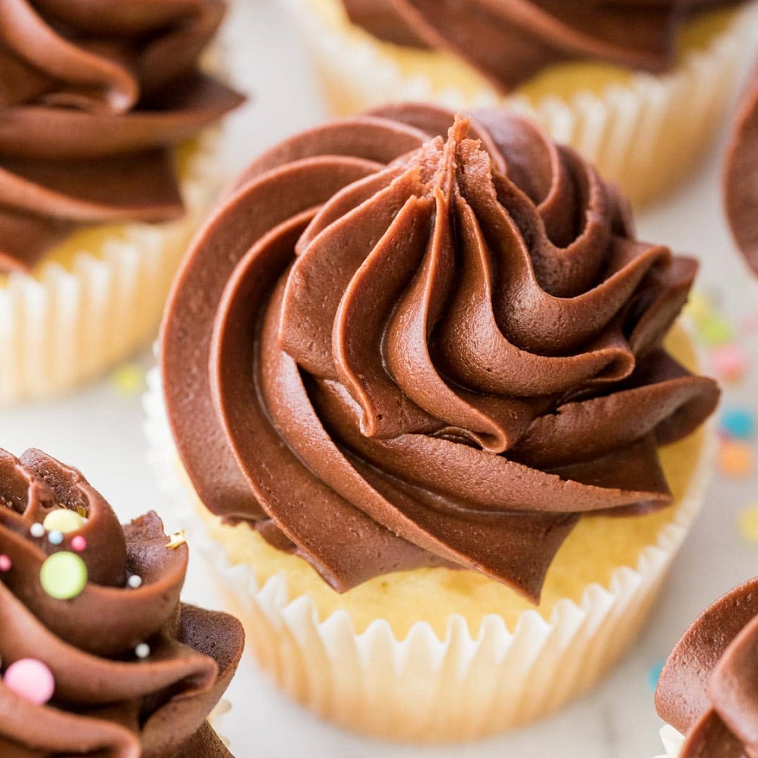 a close up of a cupcake, Chocolate Fudge Frosting Recipe: